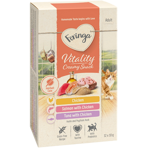 12x10g Feringa Vitality Creamy Snacks Mix (3 Sorten) für KatzenVendu parzooplus