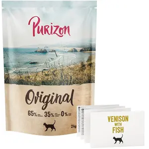 2kg Adult cerf avec poisson sans céréales Purizon croquettes pour chat... pas cher