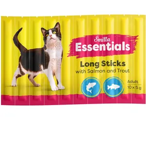 50x5g Essentials Saumon et truite Sticks Smilla friandises pour chat pas cher