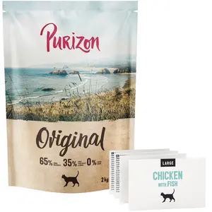 2kg Purizon Large Adult poulet, poisson sans céréales - Croquettes pou... pas cher