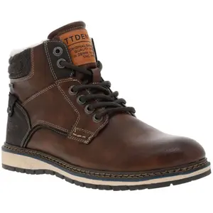 Tom Tailor - Bottines Tom Tailor Cognac Et à Lacets Plats Et Zip - Cognac - Taille 44 44 pas cher