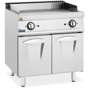 Royal Catering - Plancha électrique double 10,8 kW rainurée avec armoi... pas cher