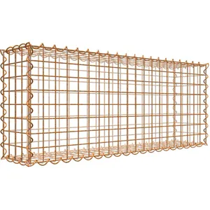 Gabiona Gabion rouillé 100 cm x 40 cm x 20 cm (L x H x P), maille 5 cm x 5 cm, spirale