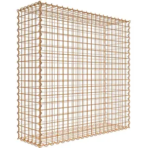 Gabiona Gabion rouillé 100 cm x 100 cm x 30 cm (L x H x P), maille 5 cm x 5 cm, spirale