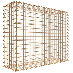 Gabiona Gabion rouillé 100 cm x 80 cm x 30 cm (L x H x P), maille 5 cm x 5 cm, spirale