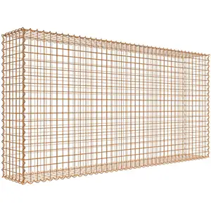 Gabiona Gabion rouillé 200 cm x 100 cm x 30 cm (L x H x P), maille 5 cm x 5 cm, spirale