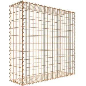 Gabiona Gabion rouillé 100 cm x 100 cm x 30 cm (L x H x P), maille 5 cm x 10 cm, spirale
