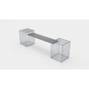 Gabiona Gartenbank 2 Spiralgabionen - 205 x 60 x 40 cm (L x H x T) MW 5 x 5 cm,  mit Recyclingauflage in anthrazit pas cher