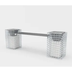 Gartenbank 2 Blumensäulen - 200 x 62 x 42 ( L x H x T) MW 5 x 5 cm feuerverzinkt, mit Recyclingauflage in anthrazit
