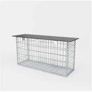 Gabiona Gartenbank Spiralgabione 105 x 50 x 30 cm - MW 5 x 10 cm, mit Recyclingauflage in anthrazit