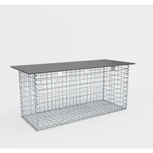 Gabiona Gartenbank Spiralgabione 105 x 50 x 50 cm - MW 5 x 5 cm, mit Recyclingauflage in anthrazit