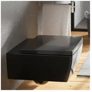 V&B Memento 2.0 WC suspendu D Flush 37,5x56 cm, noir pur C-plus