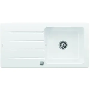 SCD Evier 1 grand bac 1 égouttoir en céramique ARCHITECTURA coloris blanc pas cher