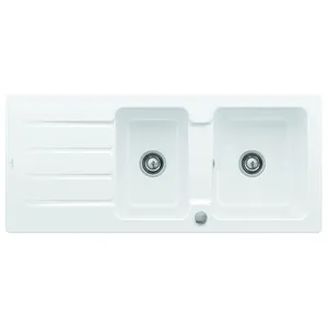 SCD Evier 2 bacs 1 égouttoir finition en céramique ARCHITECTURA coloris blancVendu parconforama
