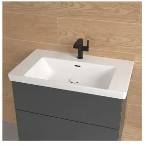 Villeroy & Boch Embrace Lavabo mural, avec 1 trou de robinetterie, avec trop-plein l: 80 P: 47 cm, 4A8980R1,Vendu parreuter