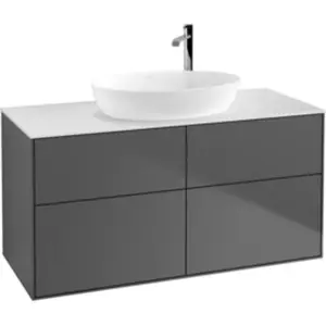V&B Meuble sous lavabo Finion 120x60,3 cm, plan de drainage blanc, ant...