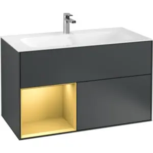 V&B Meuble sous lavabo Finion Reg gauche, laqué mat Midnight Blue