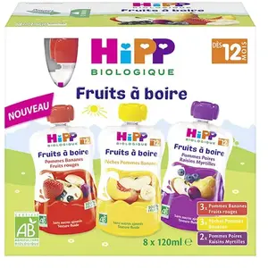 Hipp Bio Fruits à Boire Gourde Multipack 3 Variétés +12m Lot de 8 x 12... pas cher