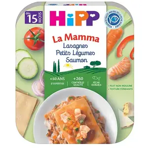 Hipp Bio La Mamma Lasagnes Petits Légumes Saumon +15m 250gVendu paratida-santediscount