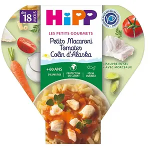 HiPP Petits Macaroni Tomates Colin d'Alaska Assiette, 18 Mois, 260g pas cher
