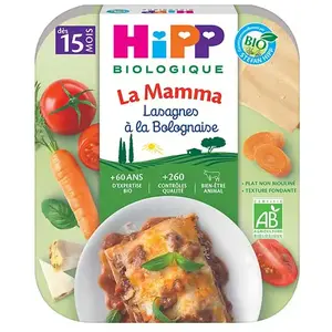 Comparateur de prix : Hipp Bio La Mamma Lasagnes à la Bolognaise +15m 250g