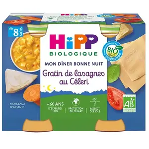 HiPP Biologique - Bonne Nuit Gratin de Lasagnes au Céleri pots 2x190g pas cher