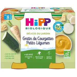 Comparateur de prix : Hipp Bio Délices du Jardin Pot Gratin de Courgettes Petis Légumes +8m ...