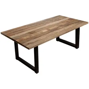 Sit Garden - Table avec plateau en manguier plateau naturel cadre noir antique - 200x100x77 cm OS pas cher