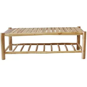 Sit Garden - Table basse en Teck avec 2 étagères nature - 140x70x45 cm OS pas cher