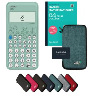 Calculatrice Casio fx-92 Collège avec housse de protection Turquoise e...