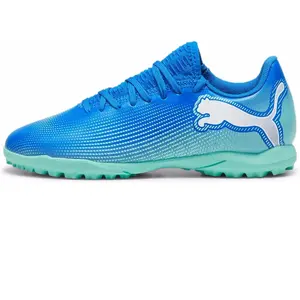PUMA Future 7 Play TT Jr Soccer Shoe, Hyperlink Blue-Mint White, 38.5 EU pas cher