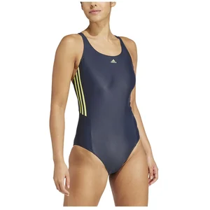 adidas Femme Mid 3-Stripes Swimsuit, Legend Ink/Pulse Lime, 36 pas cher