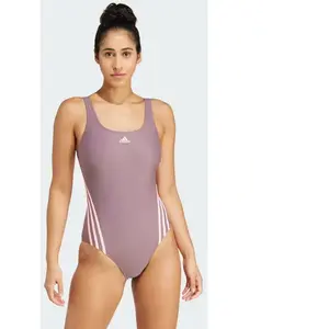 adidas Femme 3-Stripes Swimsuit, Shadow Fig/Pink Spark, 28 pas cher