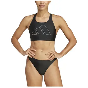 adidas Femme BIG Bars Y-Back Bikini, Black, 30