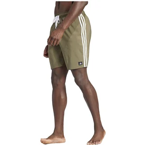 adidas Homme 3-Stripes CLX Swim Shorts, Olive Strata/White, S pas cher