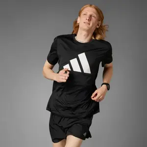 T-shirt adidas Run It manches courtes noir pur blanc - L pas cher