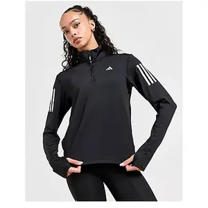 adidas - Women's Own the Run Half-Zip - T-shirt de running taille S, gris/noir pas cher