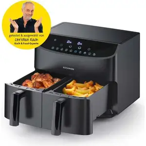 Comparateur de prix : Rachs KOCHWERK Friteuse à air chaud à double chambre 7L | Friteuse numérique en acier inoxydable avec écran tactile, 10 programmes & 2 chambres de 3,5L | Friture d'aliments sans huile
