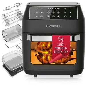 Comparateur de prix : GOURMETmaxx Air Fryer 12L | Friteuse avec Écran tactile & Fenêtre, 9 fonctions & 10 programmes | Friteuse sans huile | Mini-four électrique avec minuterie, arrêt automatique & accessoires variés