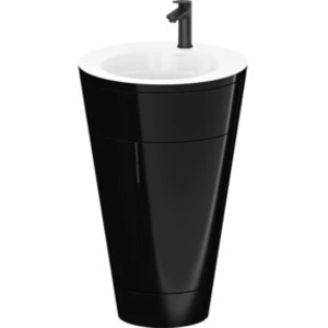 Duravit Starck 1 c-bonded Ensemble au sol, rond, 560x864x605mm, lavabos blanc ultra-brillant, poignée noir diamant, S19513OBD400000