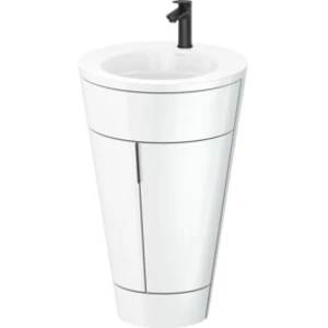 Comparateur de prix : Duravit Starck 1 c-bonded Ensemble au sol, rond, 560x864x605mm, lavabos blanc ultra-brillant, poignée noir diamant, S19513OBD850000