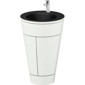 Comparateur de prix : Duravit Starck 1 c-bonded Ensemble au sol, rond, 560x864x605mm, lavabos noir mat, poignée chrome, S19514O10360000