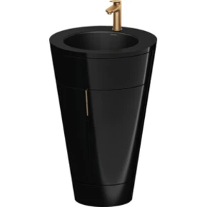 Comparateur de prix : Duravit Starck 1 c-bonded Ensemble au sol, rond, 560x864x605mm, lavabo noir mat, poignée bronze, S19514O04400000