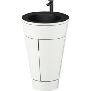 Comparateur de prix : Duravit Starck 1 c-bonded Ensemble au sol, rond, 560x864x605mm, lavabo noir mat, poignée diamant noir, S19514OBD360000