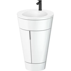 Comparateur de prix : Duravit Starck 1 c-bonded Ensemble au sol, rond, 560x864x605mm, lavabo blanc satiné, poignée noir diamant, S19512OBD850000