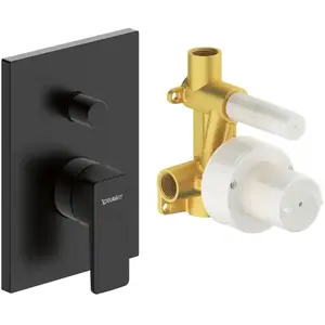 DURAVIT - Robinet mitigeur de douche rectangulaire encastrée, noir mat + Corps d'encastrement - 2 sorties - 12,5x7,6x17cm - Manhattan Noir mat pas cher