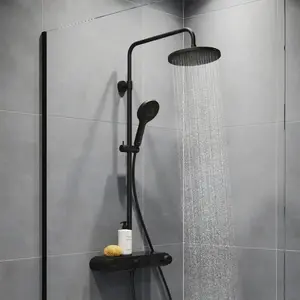 Duravit Shower Systems système de douche Shelf 1050 thermostat de douche, 2 consommateurs, noir mat, TH4380008046 pas cher