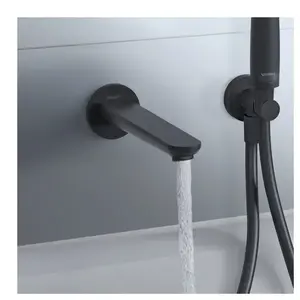Bec déverseur - DURAVIT - Wave - Noir mat - Laiton - Montage mural pas cher