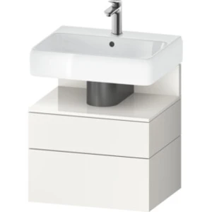 Comparateur de prix : Duravit Meuble sous-lavabo Qatego 59x47x59 cm, blanc brillant/mat, 1 porte, 1 tiroir