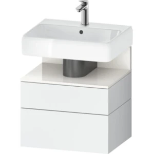 Duravit Meuble sous lavabo Qatego 59x47x59 cm, blanc brillant/blanc mat, 1 porte, 1 tiroir pas cher